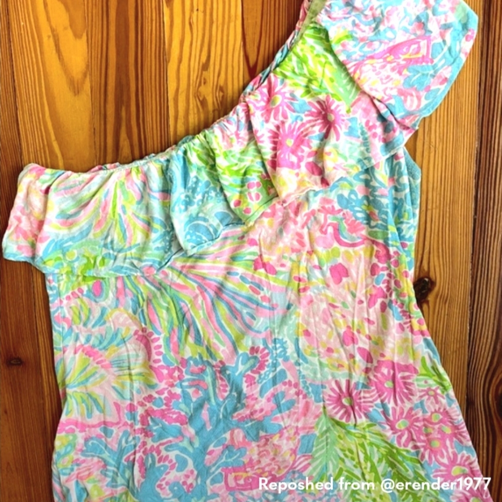 Lilly Pulitzer one shoulder cotton top